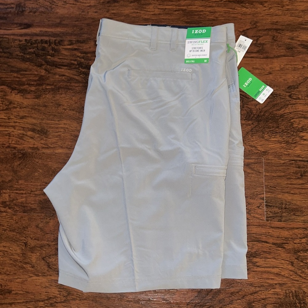 NWT IZOD Big & Tall Golf Swing Flex Gray Cargo Shorts (50) - Picture 3 of 6